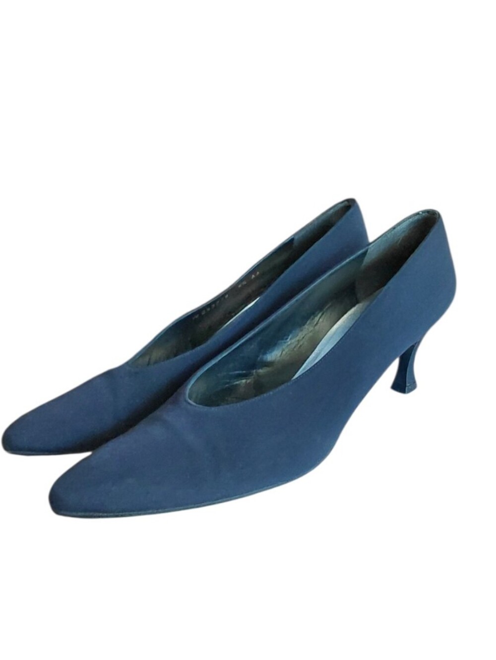 Stuart Weitzman Classic Navy Blue Pointed Toe Kitten Heel Pumps Size 9.5 - Picture 8 of 11